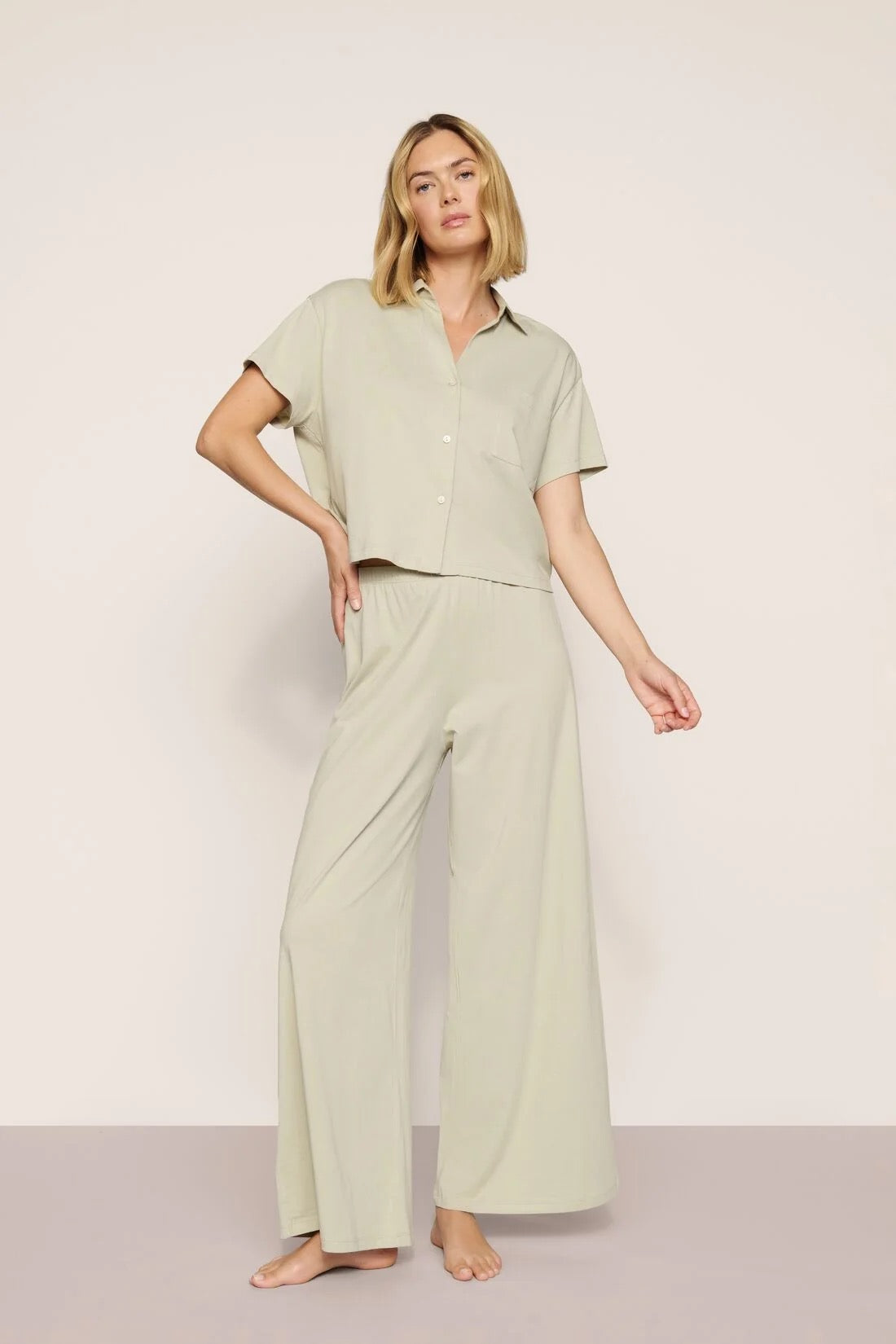 Eberjey Organic Pima Cotton Short Sleeve Pant PJ Set